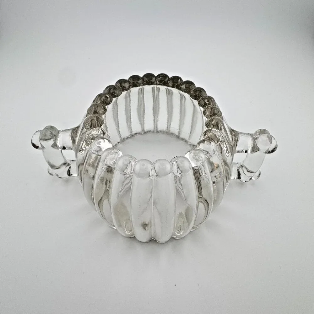 Jeanette Depression Glass National Pattern Open Sugar Bowl Dish Gift Ware Ribbed
